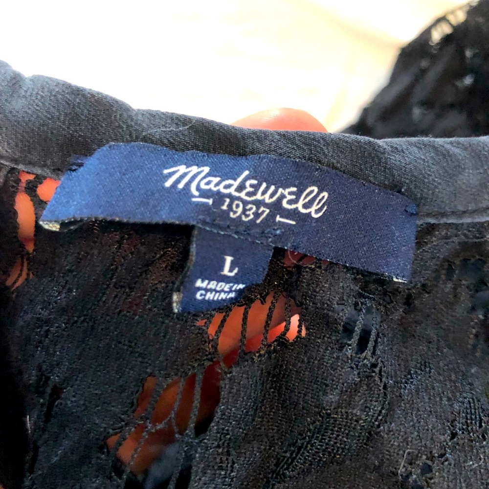 Madewell black lace tee